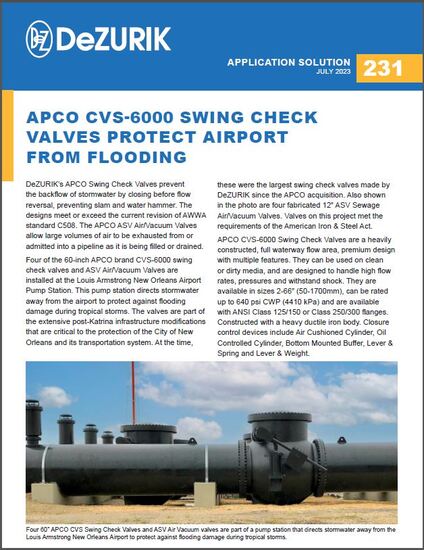 APCO CVS-6000 Swing Check Valves Protect Airport from Flooding