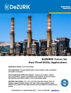 DeZURIK Valves for Coal Fired Utility Applications
