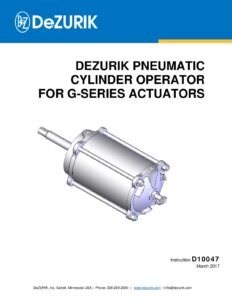 D10047 - DeZURIK PNEUMATIC CYLINDER OPERATOR FOR G-SERIES ACTUATORS