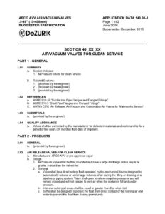 APCO FFF Full Flow Foot Valves Suggested Specification 1400.01-1