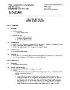 APCO CSV Surge Check Valves Suggested Specification 1600.01-1
