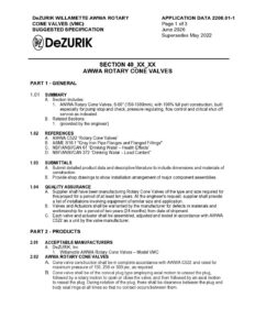 Willamette Metal Seated Cone Valves (VMC) Suggested Specification 2200.01-1