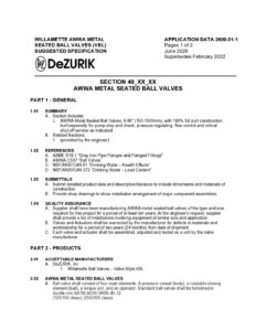 Willamette Metal Seated Ball Valves (VBL) Suggested Specification 2600.01-1