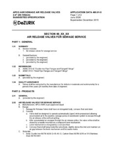 APCO Sewage Air Release Valves (ASR) Suggested Specification 400.01-5