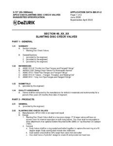 APCO CSD Slanting Disc Check Valves Suggested Specifications 800.01-2