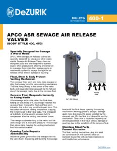 APCO ASR Sewage Air Release Valves 400-1