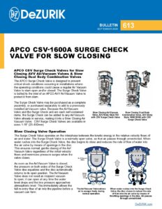APCO CVS-1600A Surge Check Valve for Slow Closing 613
