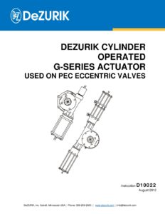 D10022 - DeZURIK CYLINDER OPERATED G-SERIES ACTUATOR FOR PEC ECCENTRIC VALVES