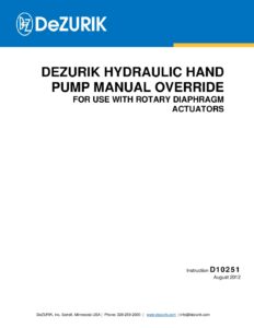 D10251 - DeZURIK HYDRAULIC HAND PUMP MANUAL OVERRIDE