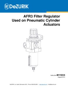 D11033 - DeZURIK AFR3 FILTER REGULATOR FOR PNEUMATIC CYLINDER ACTUATORS