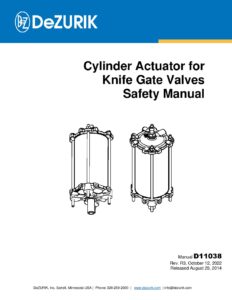 D11038 – CYLINDER ACTUATOR FOR KNIFE GATE VALVES – SAFETY MANUAL