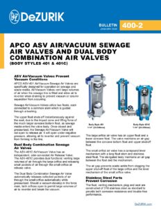 APCO ASV Sewage Air/Vacuum Valves and Dual Body Combination Air Valves 400-2
