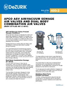 APCO ASV Sewage Air/Vacuum Valves and Dual Body Combination Air Valves 400-2