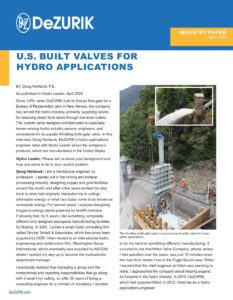US Built Valves for Hydro Applications