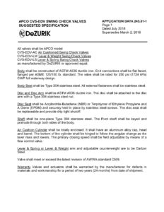 APCO CVS-EDV Swing Check Valves Suggested Specification 245.01-1