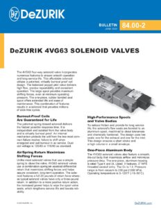DeZURIK 4VG63 Solenoid Valves 84.00-2