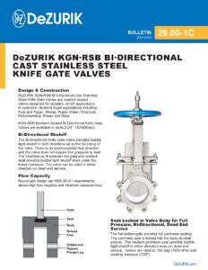 DeZURIK KGN-RSB Bi-Directional Cast Stainless Steel Knife Gate Valves 29.00-1C
