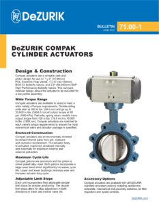 DeZURIK Compak Cylinder Actuators 71.00-1