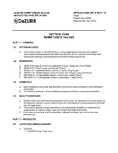 DeZURIK Pump Check Valves Suggested Specification 12.01-11