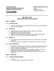 DeZURIK 3-Way & 4-Way Plug Valves Suggested Specification 20.01-2