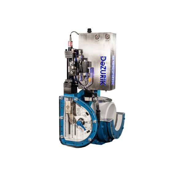DeZURIK valve with electro-hydraulic actuator engineered for pump control and surge mitigation applications.
